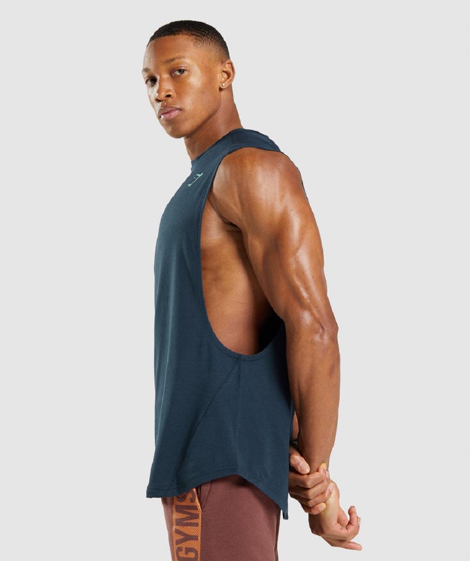 Podkoszulki Męskie Gymshark Bold Drop Arm Granatowe | PL 4001AHK